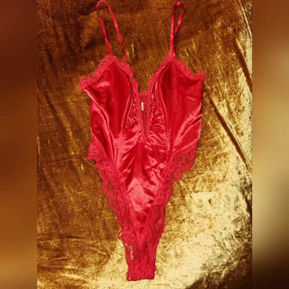 Vintage 1980s Red Teddy Bodysuit by Emil Bole